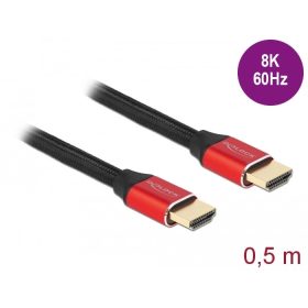   Delock Ultra nagy sebességű HDMI kábel 48 Gbps 8K 60 Hz piros 0,5 m tanúsítvánnyal
