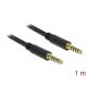 Delock 5 tűs apa-apa sztereó jack kábel 4,4 mm-es átmérő, 1 m hosszú fekete (85791)