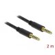 Delock 5 tűs apa-apa sztereó jack kábel 4,4 mm-es átmérő, 2 m hosszú fekete (85792)