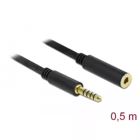   Delock 5 tűs apa-anya sztereó jack hosszabbító kábel 4,4 mm-es átmérő, 0,5 m hosszú fekete