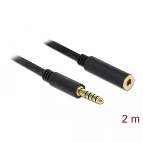  Delock 5 tűs apa-anya sztereó jack hosszabbító kábel 4,4 mm-es átmérő, 2 m hosszú fekete