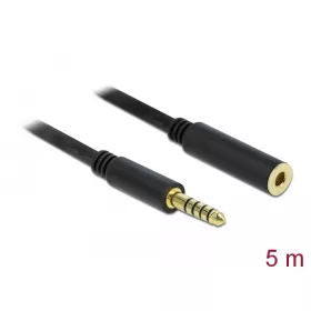   Delock 5 tűs apa-anya sztereó jack hosszabbító kábel 4,4 mm-es átmérő, 5 m hosszú fekete
