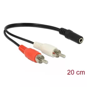 Delock 2 x RCA apa  >1 x 3,5 mm jack kábel 20 cm (85806)
