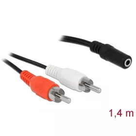   Delock 2 x RCA apa  > 1 x 3,5 mm jack kábel 1.4m fekete (85808)
