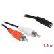 Delock 2 x RCA apa  > 1 x 3,5 mm jack kábel 1.4m fekete (85808)