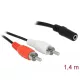 Delock 2 x RCA apa  > 1 x 3,5 mm jack kábel 1.4m fekete (85808)