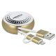 Delock USB 2.0 2 az 1-ben behúzható kábel A-típusú   Micro-B és Lightning  fehér / arany (85820)