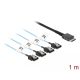 Delock Kábel OCuLink SFF-8611 > 4 x 7 tűs SATA 1 m fém (85829)
