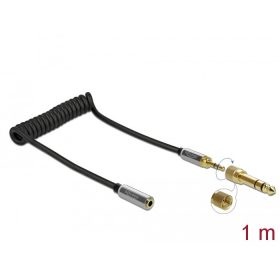   Delock Összecsavart kábelbővítmény 3,5 mm 3 tűs Sztereo Jack apa   Sztereo Jack anya 6,35 mm csavar (85831)