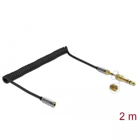  Delock Összecsavart kábelbővítmény 3,5 mm 3 tűs Sztereo Jack apa   Sztereo Jack anya 6,35 mm csavar (85832)