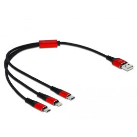   Delock 3az1-ben Lightning-, Micro USB- és USB-C töltőkábel 30cm (85891)
