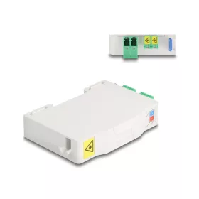   Delock Optikai szál csatlakoztató doboz DIN sínhez csatlakozó tartállyal és 2 xLC Duplex coupler-rel (85936)
