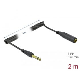   Delock 3tűs 6,35mm  jack apa > sztereo jack anya 2m fekete (85938)