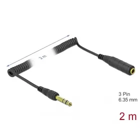   Delock 3tűs 6,35mm  jack apa > sztereo jack anya 2m fekete (85938)