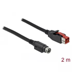   Delock PoweredUSB kábel apa 24 V > Mini-DIN 3 tűs apa 2 m, POS nyomtatókhoz és csatlakozókhoz (85946)