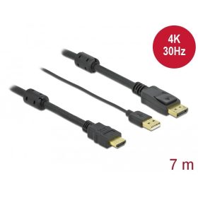 Delock HDMI    DisplayPort-kábel 4K 30 Hz 7 m (85967)