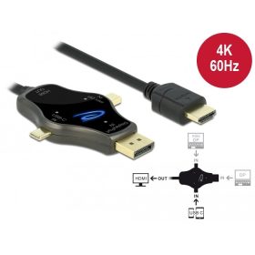  Delock 3 az 1-ben, 4K 60 Hz-s képernyő kábel USB-C , DisplayPort és mini DisplayPort bemenettel, val (85974)