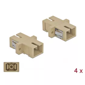   Delock SC optikai szálas csatlakozó simplex anya - SC simplex anya, multimódosú 4 db. Bézs (85993)