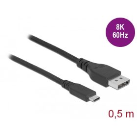   Delock Kétirányú USB Type-C  - DisplayPort kábel (DP Alt Mode) 8K 60 Hz 0,5 m DP 8K ellenőrzött (86037)