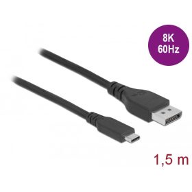  Delock USB Type-C- DisplayPort kábel (DP Alt Mode) 8K 60 Hz 1,5 m DP 8K ellenőrzött (86040)