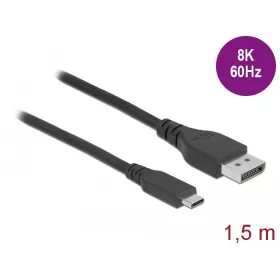   Delock USB Type-C- DisplayPort kábel (DP Alt Mode) 8K 60 Hz 1,5 m DP 8K ellenőrzött (86040)
