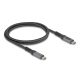 Delock USB 40 Gbps adat és gyorstöltő koax kábel 1 m hosszú, 8K 60 Hz USB PD 3.1 bővített tápszélesség 240 W (86067)