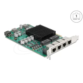   Delock PCI Express x4 hálózati kártya Gigabit LAN 4 x RJ45 és PoE+ i350
