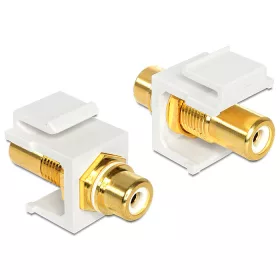 Átalakító adapter RCA alj/F alj, fehér, aranyozott
