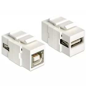   USB modul, USB 2.0 A típusú aljról USB 2.0 B típusú aljra, fehér, Keystone
