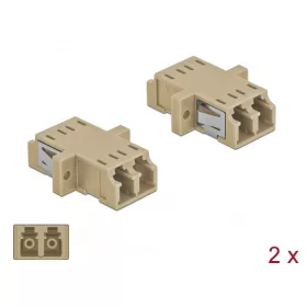   Delock LC optikai szálas csatlakozó duplex anya - LC Duplex anya, multimódosú 2 db. Bézs (86535)