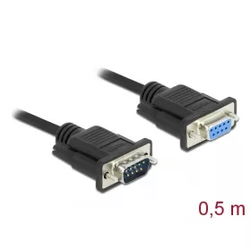   Delock Sub-D9-es, RS-232 soros kábel, apa-anya, 0,5 m (86613)