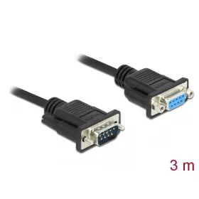   Delock Sub D9-es, null modemű, RS-232 soros kábel, apa-anya, 3 m (86617)