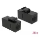 Delock Keystone modul, RJ45-aljzat > RJ45-aljzat, Cat.6 UTP, fekete 25 db.-os (86629)