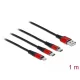 Delock 3az1-ben USB-A - Lightning / 2 x USB Type-C töltőkábel 1m fekete-piros (86709)