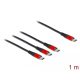 Delock USB-C > 3xUSB-C töltőkábe 1m fekete-piros (86713)