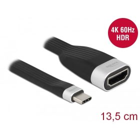   Delock USB-C apa - HDMI anya lapos csík kábel 13,5 cm fekete (86729)