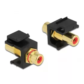   Delock Keystone modul, RCA-csatlakozóhüvely > RCA-csatlakozóhüvely, aranyozott, piros / fekete (86744)