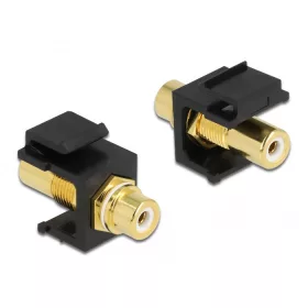  Delock Keystone modul, RCA-csatlakozóhüvely > RCA-csatlakozóhüvely, aranyozott, fehér / fekete (86746)