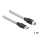 Delock USB 3.2 Gen 1, fém borítású kábel A-típusú apa   B-típusú, 1 méter (86778)