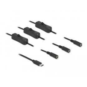   Delock USB Type-C  apa   3 db. DC 5,5 x 2,1 mm anya csatlakozójú, 1 méter hosszú kábel