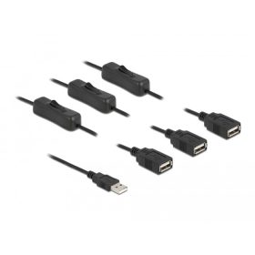   Delock USB A-típusú kábel apa   3 db. USB A-típusú anya kapcsolóval ellátott, 1 m (86804)