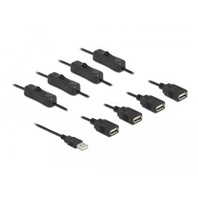   Delock USB A-típusú kábel apa   4 db. USB A-típusú anya kapcsolóval ellátott, 1 m (86805)