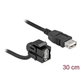   Delock Keystone modul, USB 2.0 A-csatlakozóhüvely 110  > USB 2.0 A-csatlakozóhüvely, kábellel fekete (86869)