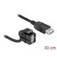 Delock Keystone modul, USB 2.0 A-csatlakozóhüvely 110  > USB 2.0 A-csatlakozóhüvely, kábellel fekete (86869)