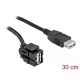Delock Keystone modul, USB 2.0 A-csatlakozóhüvely 250  > USB 2.0 A-csatlakozóhüvely, kábellel fekete (86870)