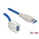 Delock Keystone modul, USB 3.0 A-csatlakozóhüvely 250  > USB 3.0 A-csatlakozódugó, kábellel (86871)