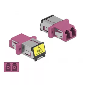   Delock LC optikai szálas csatlakozó Párosító lézervédő zárral / borítással Duplex anya - LC Duplex a (86901)