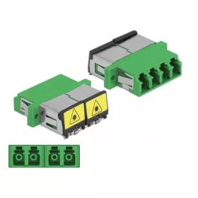   Delock LC optikai szálas csatlakozó Párosító lézervédő zárral / borítással Quad anya - LC Quad anya, (86902)