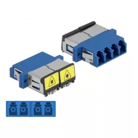   Delock LC optikai szálas csatlakozó Párosító lézervédő zárral / borítással Quad anya - LC Quad anya, (86903)