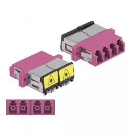   Delock LC optikai szálas csatlakozó Párosító lézervédő zárral / borítással Quad anya - LC Quad anya, (86906)
